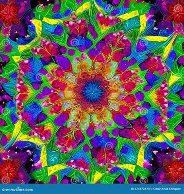  Tropicália Fantasma Een Kaleidoscopische Explosie van Kleuren en Mystieke Vormen!